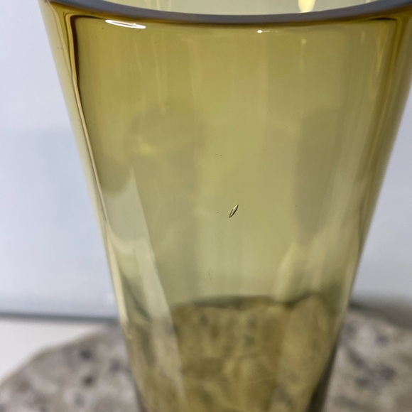 Mid 20th Century Bo Borgstrom Finnish Riihimaki Amber Glass Bud Vase 10” - Picture 7 of 15